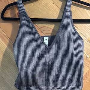 90 Degree By Reflex Gray Ribbed Sleeveless Crop Top